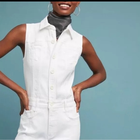 Anthropologie PILCRO FLARED DENIM JUMPSUIT size US 2 - Picture 2 of 5